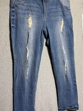 ellos Blue Skinny Jeans with Distressed Detail